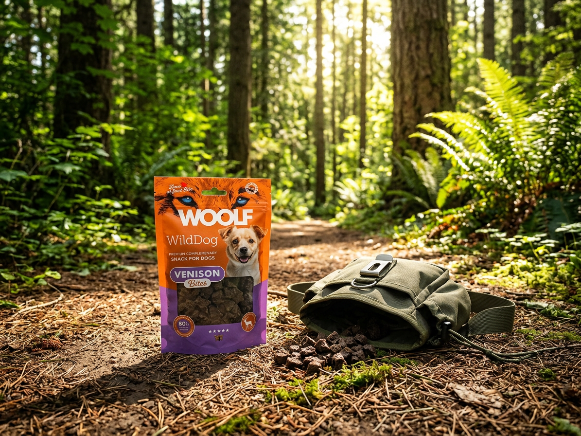 Pamlsek pro psy WOOLF WildDog poch. Bites Soft Venison, 100 g
