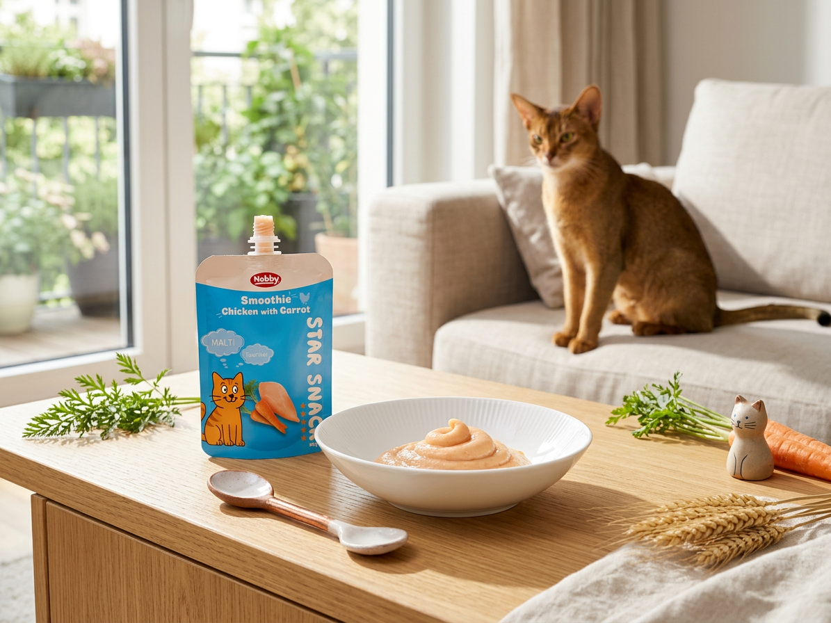 Kapsička pro kočky Nobby StarSnack SMOOTHIE kuřecí s mrkví a sladem, cca 90 g