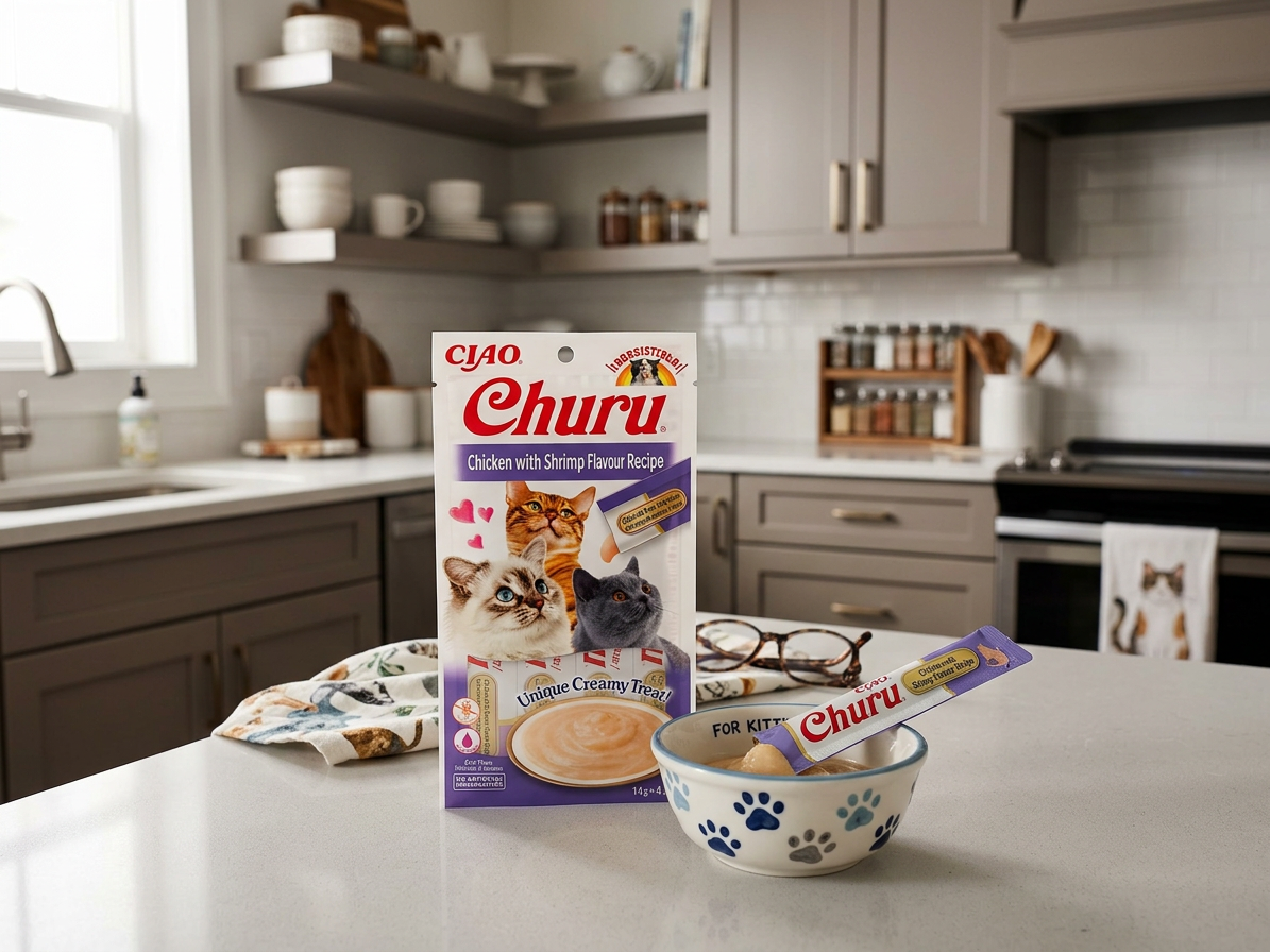 Churu cat masové pyré - kuře, krevety 56g