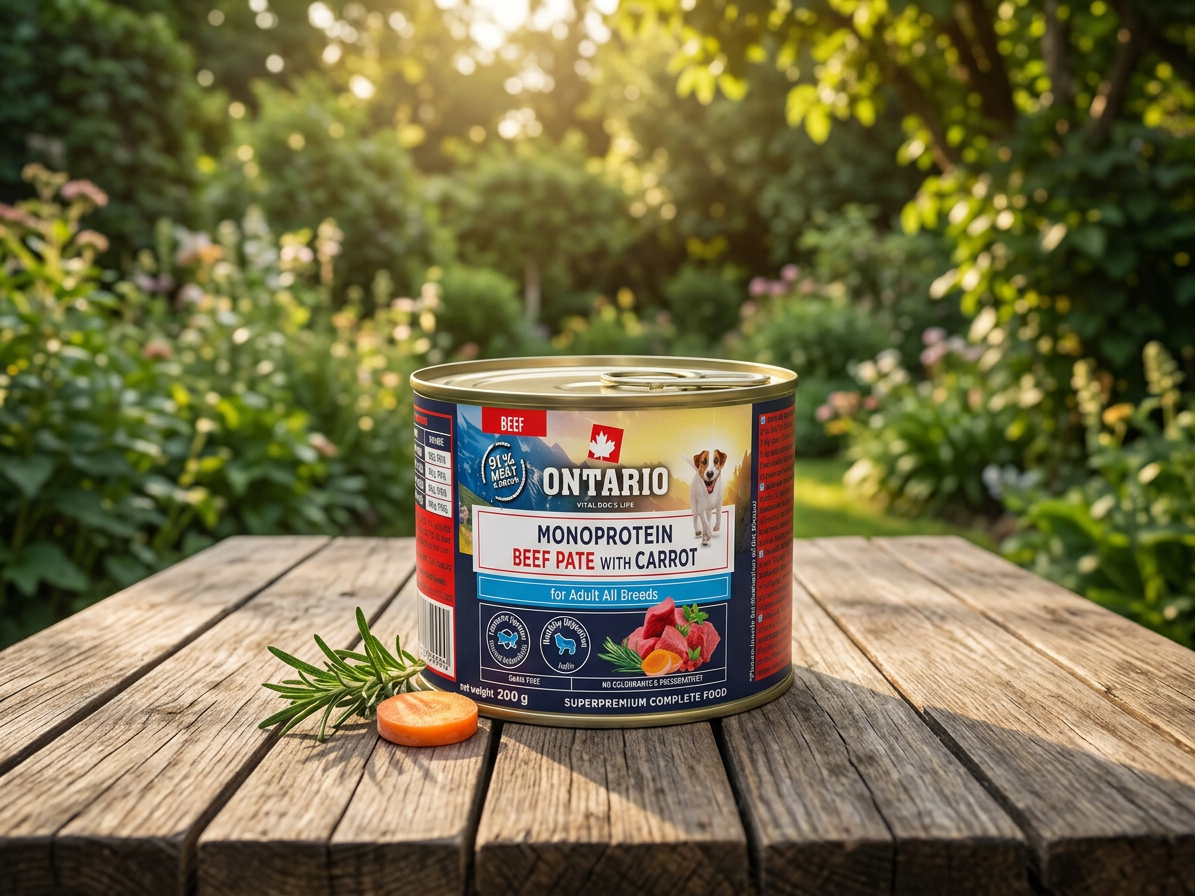 Konzerva Ontario Adult monoprotein hovězí pate s mrkví 200g