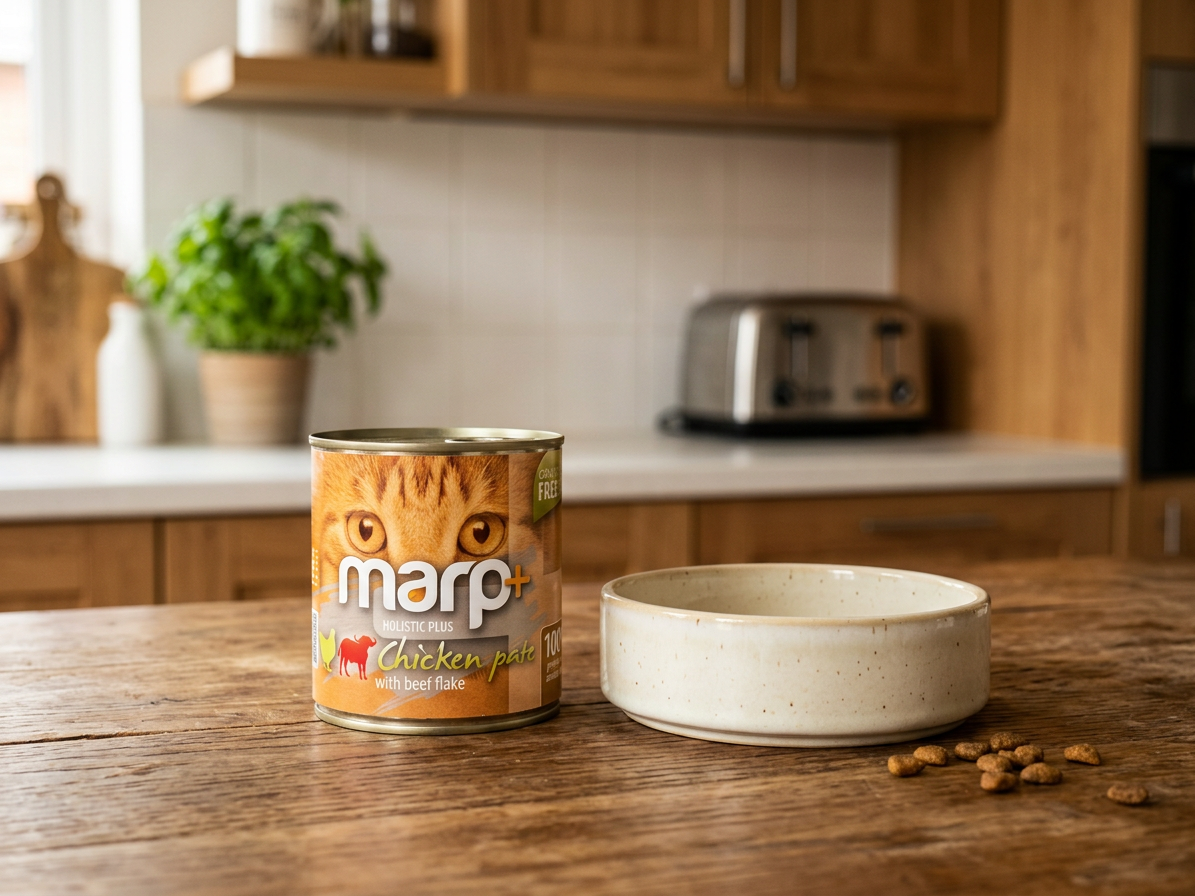 Marp Holistic Plus konzerva pro kočky - Kuřecí paté s hovězími kousky 70g