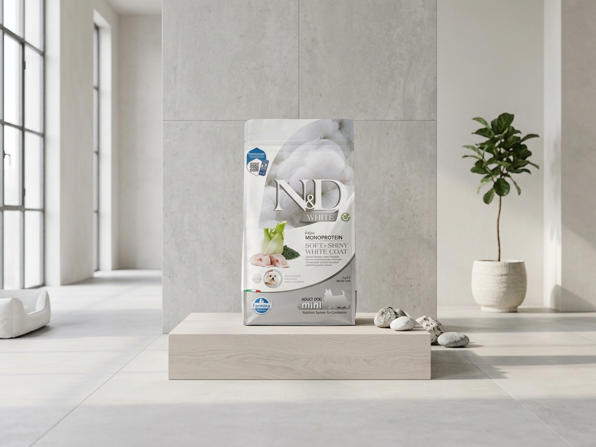 N&D White Dog Adult Mini mořský vlk, spirulina a fenykl 2 kg