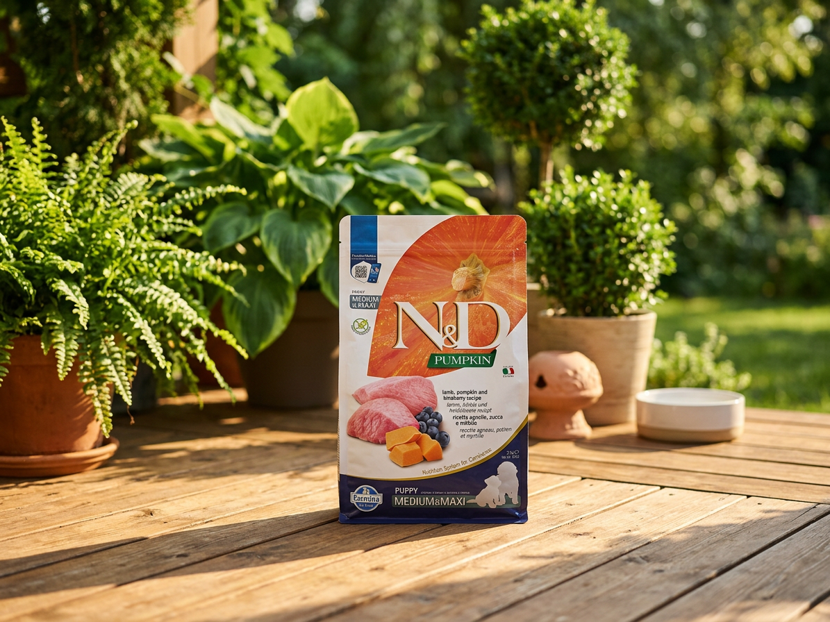 N&D Puppy Medium & Maxi Grain Free s jehněčím, dýní a borůvkami 2,5 kg