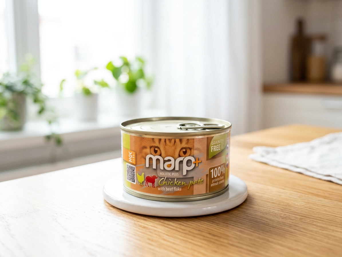 Marp Holistic Plus konzerva pro kočky - Kuřecí paté s hovězími kousky 70g