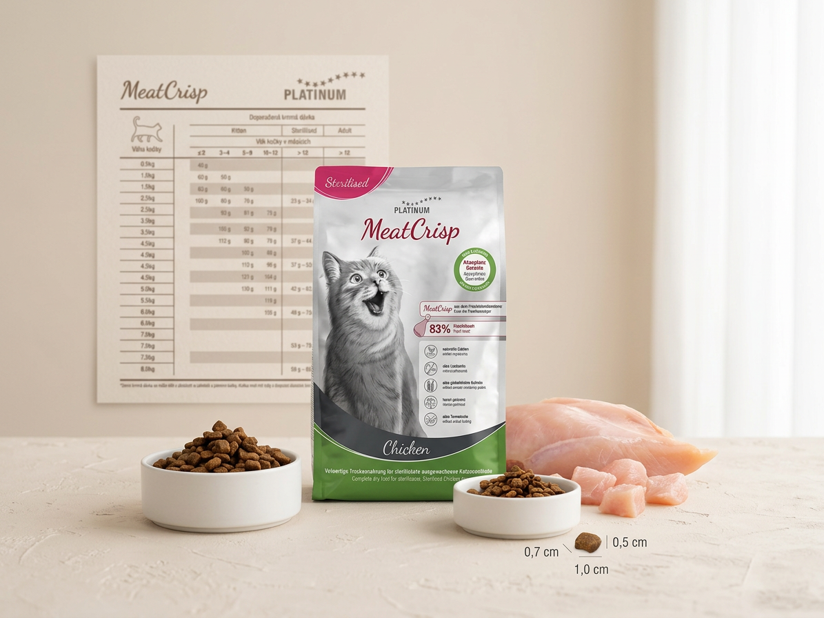 Platinum MeatCrisp Sterilised Chicken granule pro kastrované kočky 3 kg
