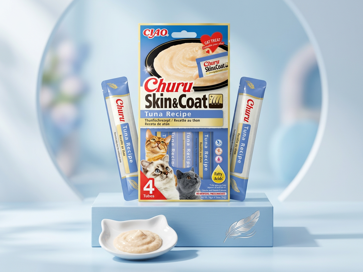 Churu cat masové pyré pro krásnou srst a kůži - tuňák 56g