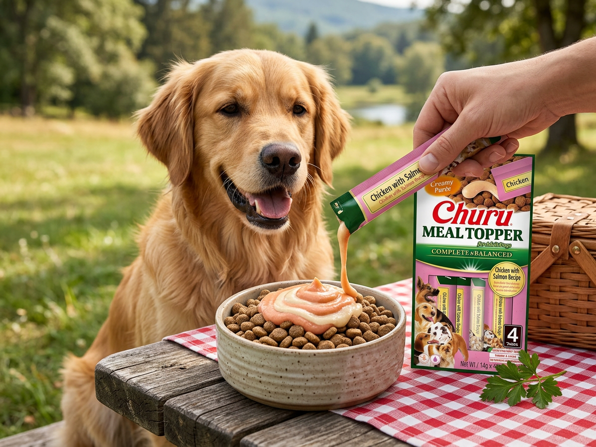 Inaba Churu Dog meal topper kuře a losos 4x 14g