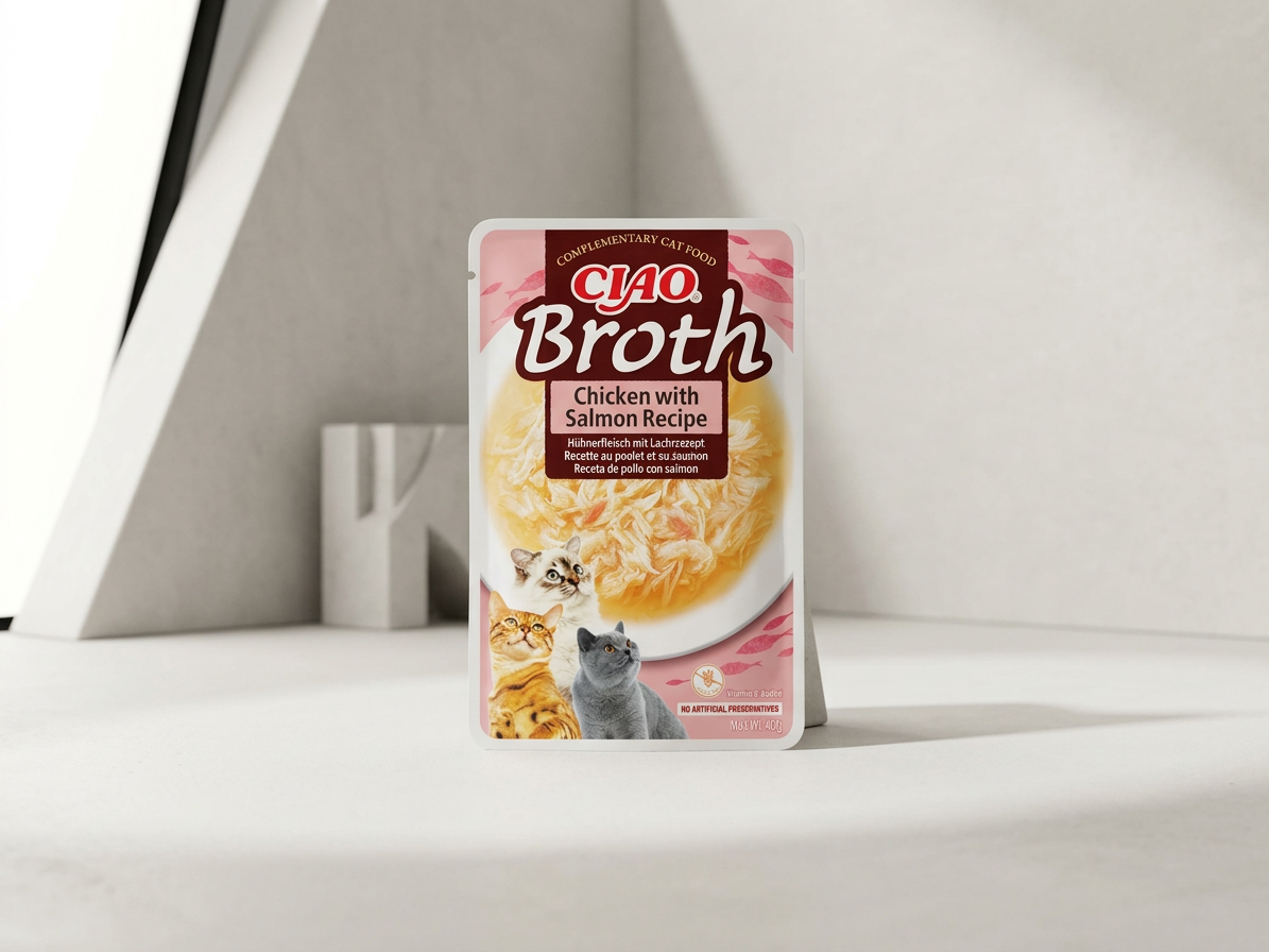 Churu Cat Broth kuře s lososem – doplňková kapsička 40 g