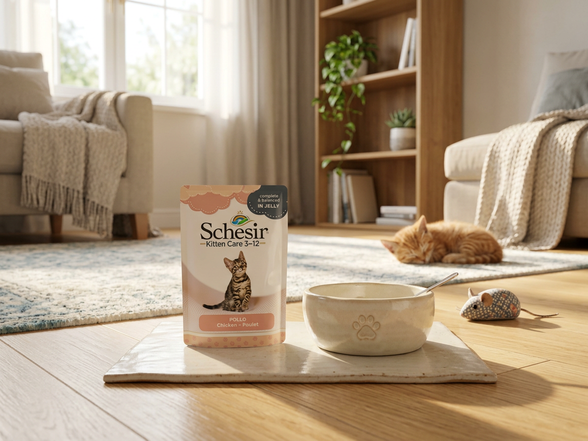 Kapsička pro koťata Schesir Cat Kitten Kuře želé, 150 g
