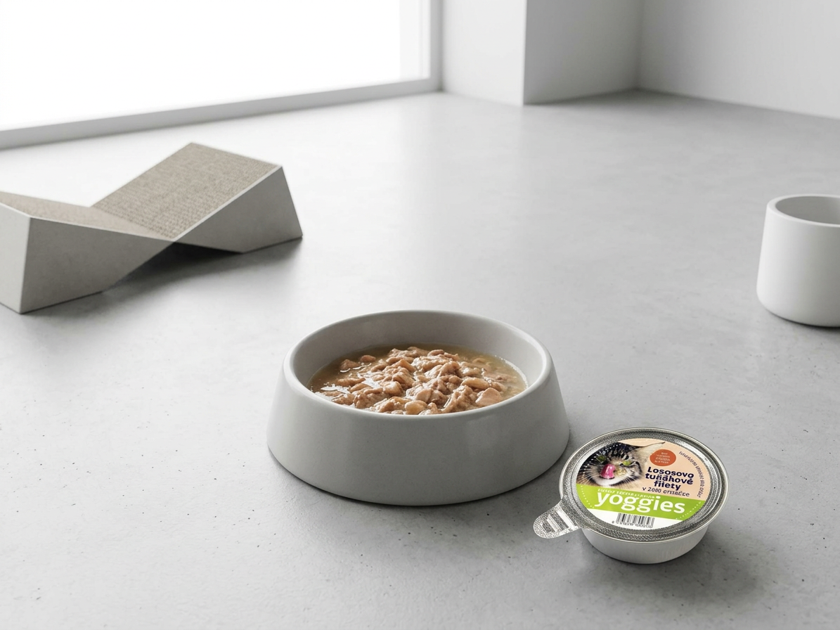 Mistička pro kočky Yoggies s lososem, tuňákem a želé omáčkou, 85g