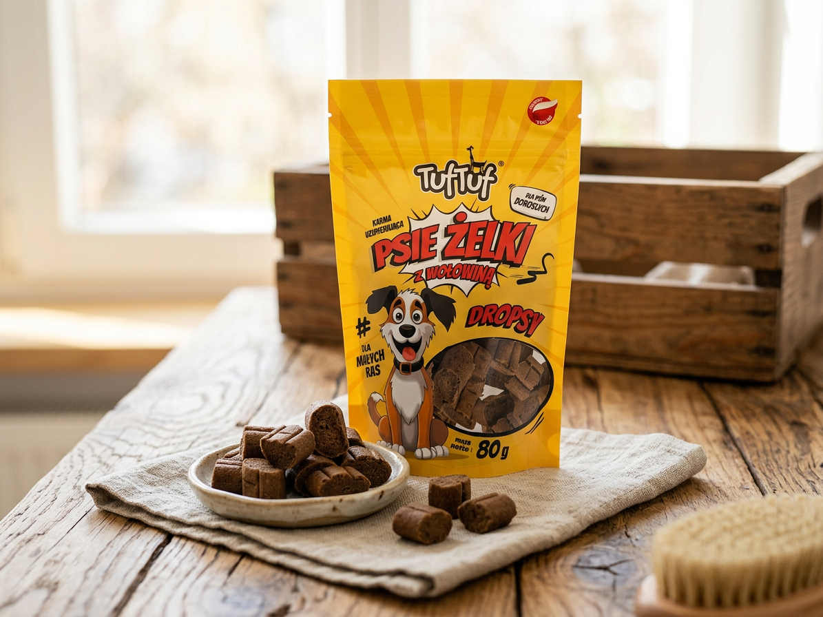 Pamlsek pro psy TufTuf Super měkké hovězí dropsy pro malá plemena, 80 g
