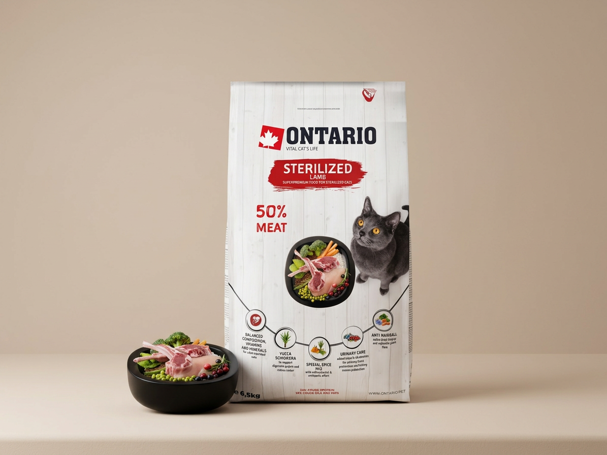 Ontario Cat Sterilised Lamb 6,5 kg – krmivo pro sterilizované kočky