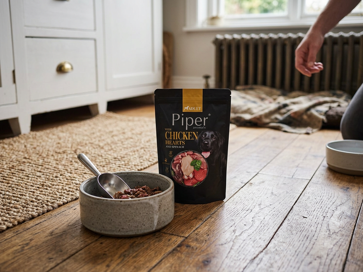 Kapsička pro psy NEW PIPER s kuřecími srdíčky a špenátem, 150 g