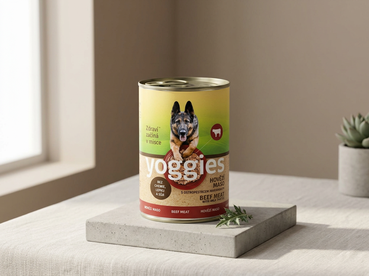 Konzerva pro psy Yoggies s hovězím masem a ostropestřcem mariánským 400g