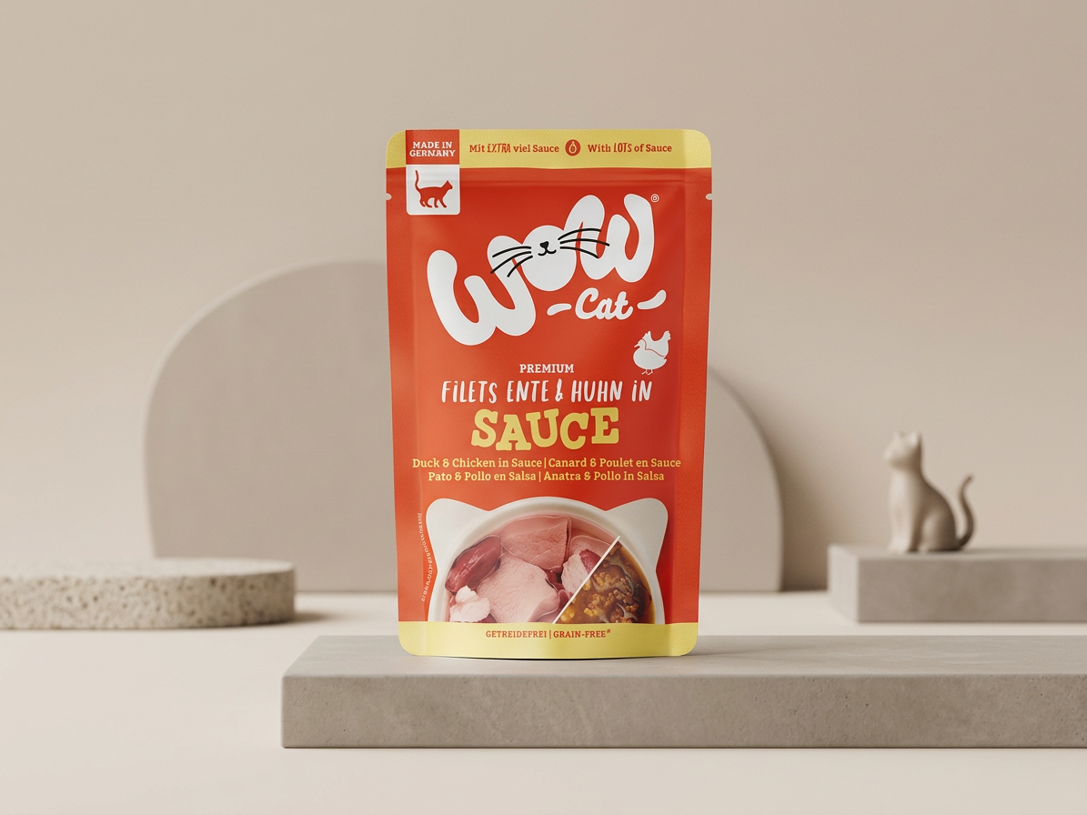 WOW Cat kapsička Sauce Kachna s kuřecím Adult 85g