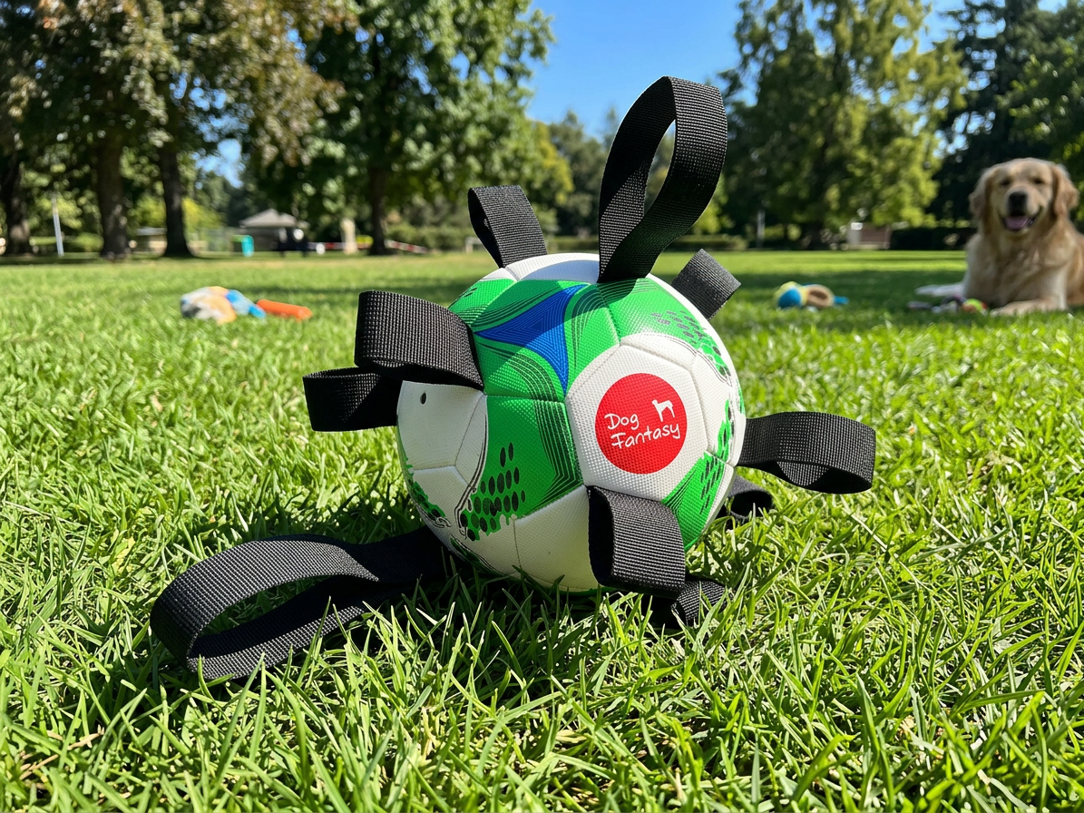 Hračka Dog Fantasy míč fotbalový s úchytky pro psy 22cm