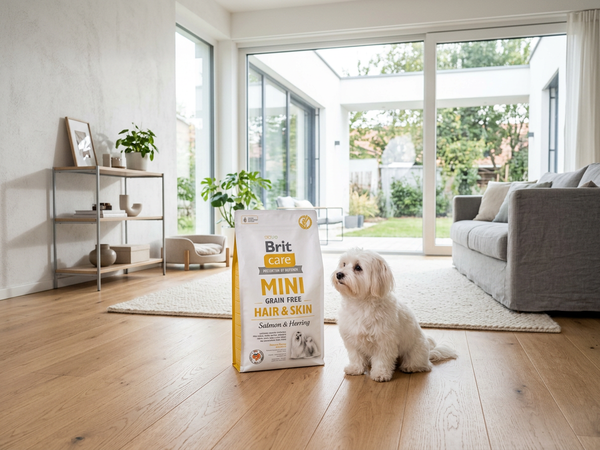 Brit Care Dog Mini Grain Free Hair & Skin – bezobilné granule s lososem 2 kg