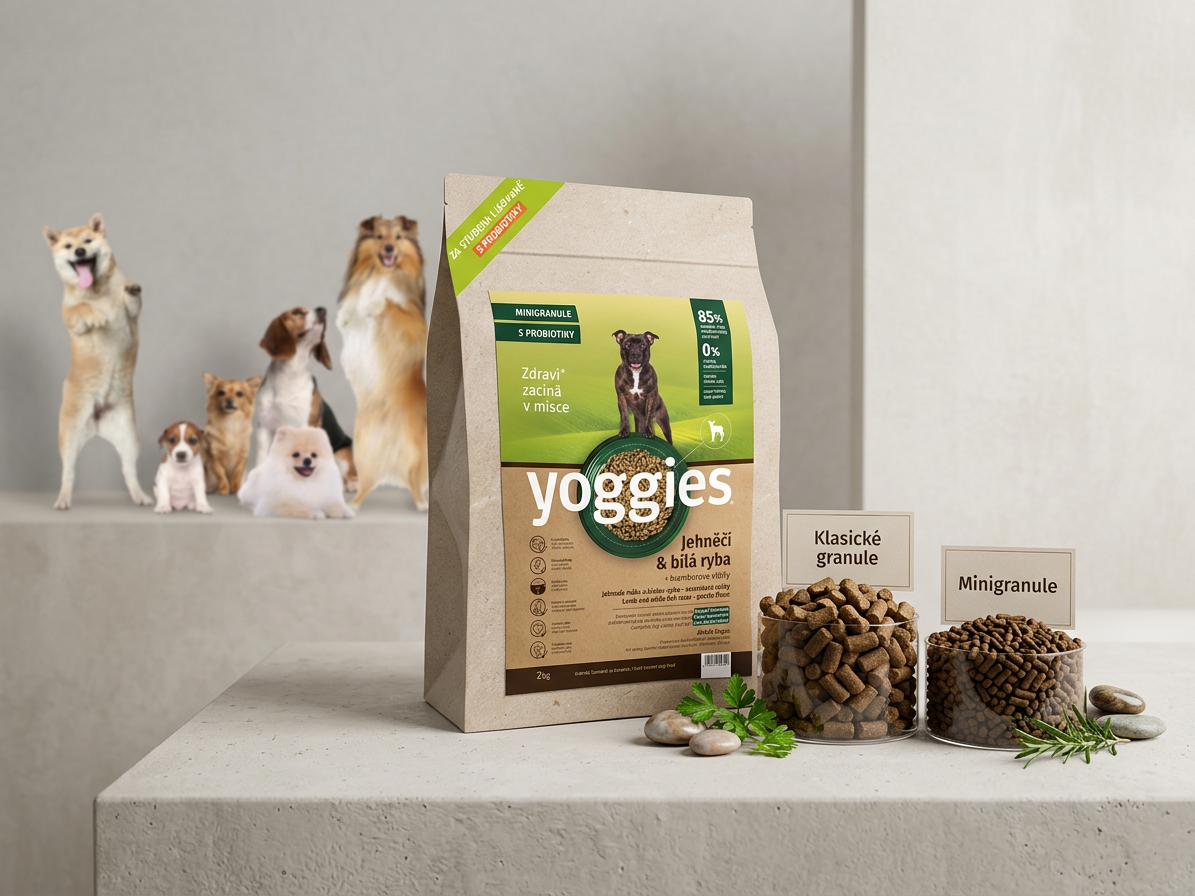 Yoggies MINIGRANULE jehněčí a bílá ryba s probiotiky 2 kg