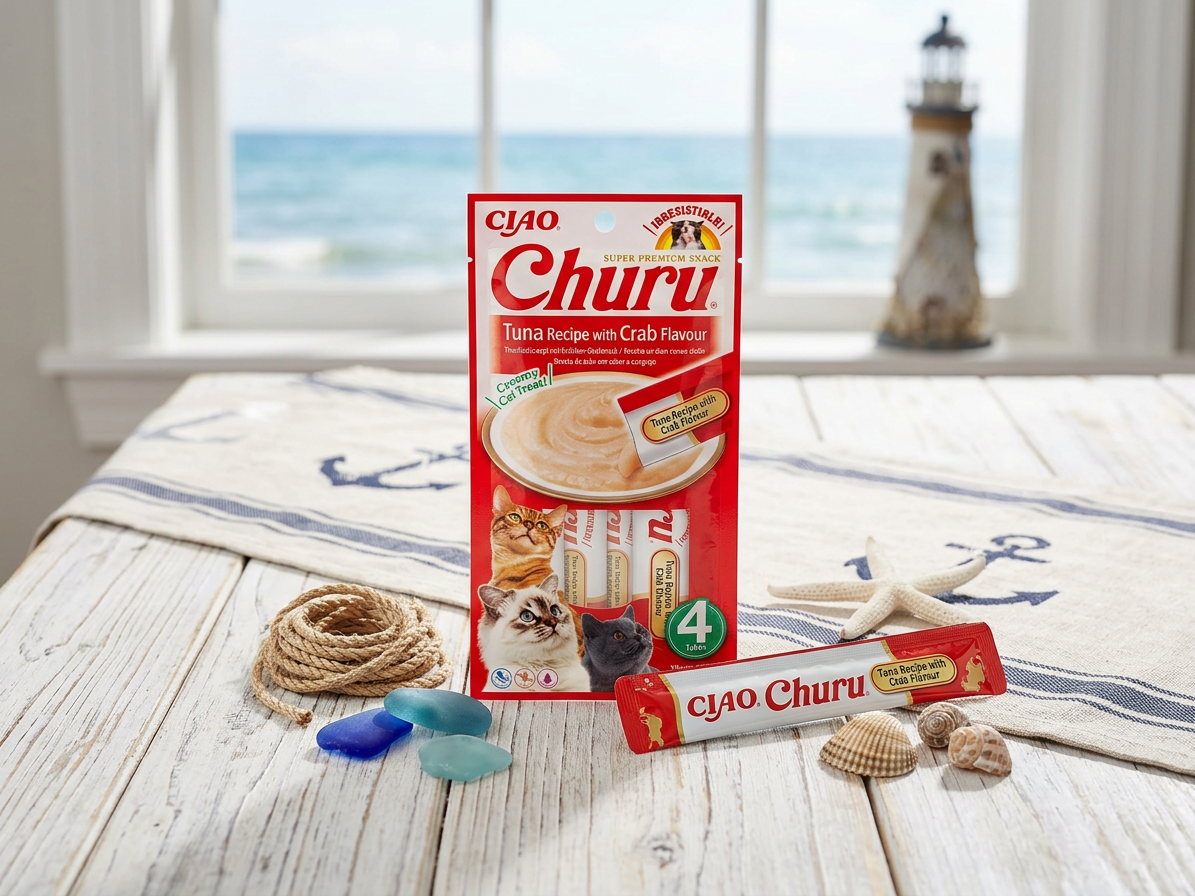 Churu cat masové pyré - tuňák, krab 56g