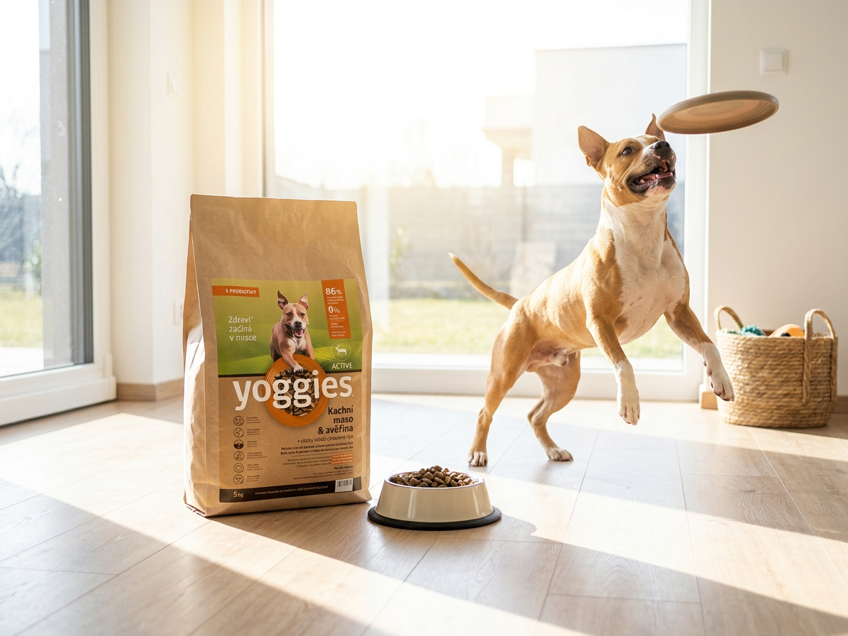 Yoggies Active kachna a zvěřina – lisované granule pro psy 5 kg
