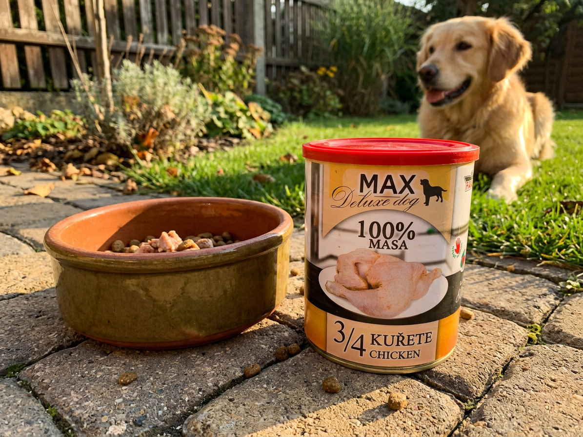 MAX Deluxe Dog 3/4 kuřete, konzerva 800 g