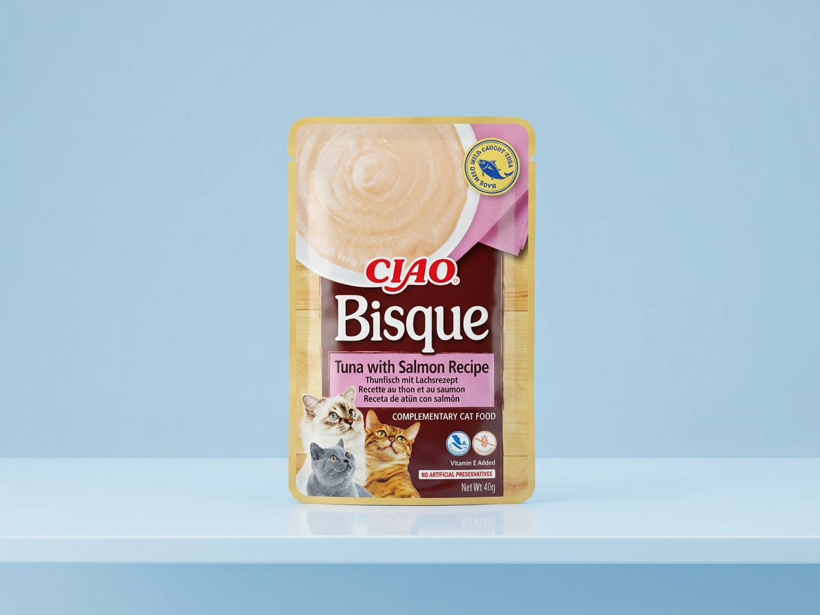 Churu Cat Bisque tuňák a losos – krémové krmivo pro kočky 40 g