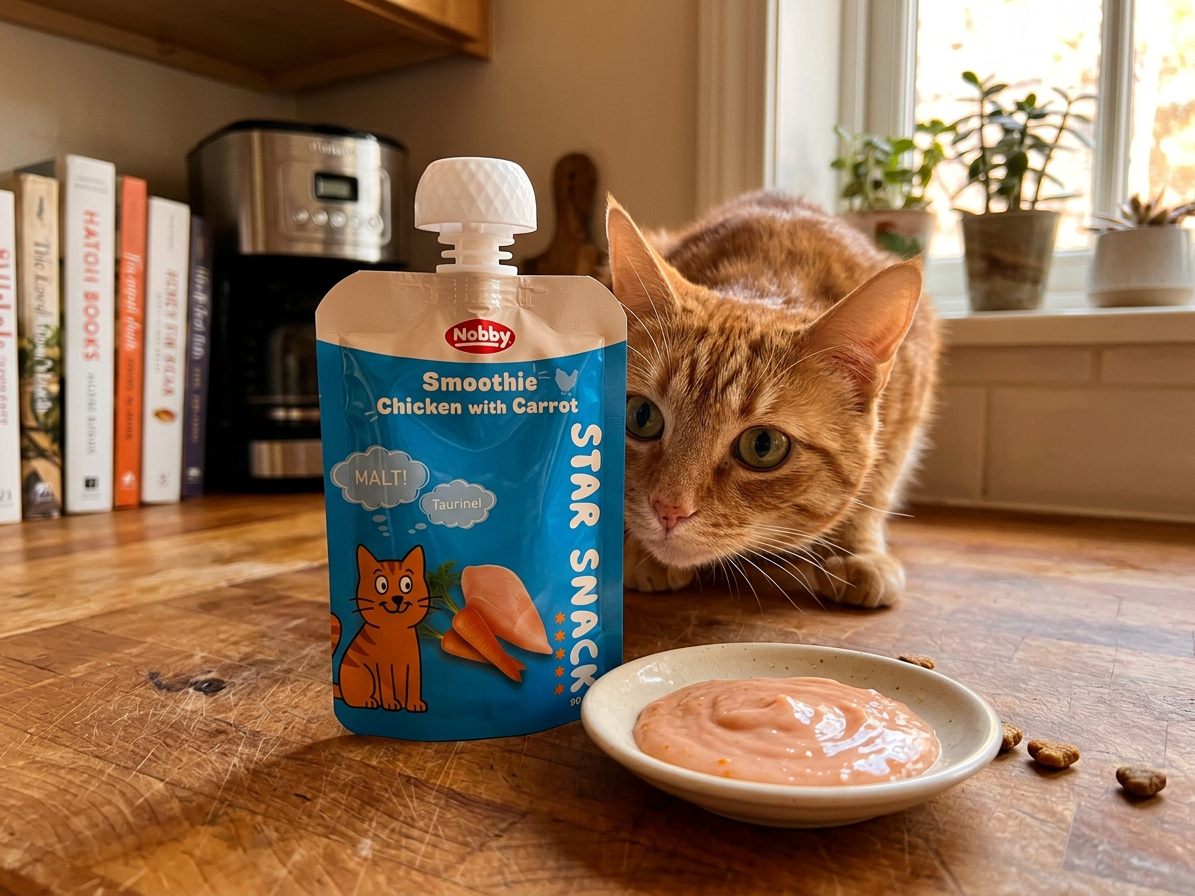 Kapsička pro kočky Nobby StarSnack SMOOTHIE kuřecí s mrkví a sladem, cca 90 g