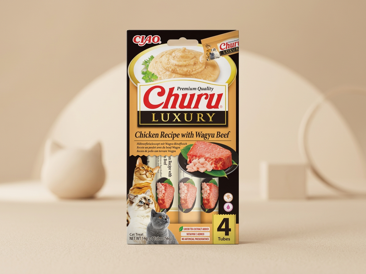 Inaba Churu Cat Luxury kuře s hovězím masem Wagyu 4x 14g