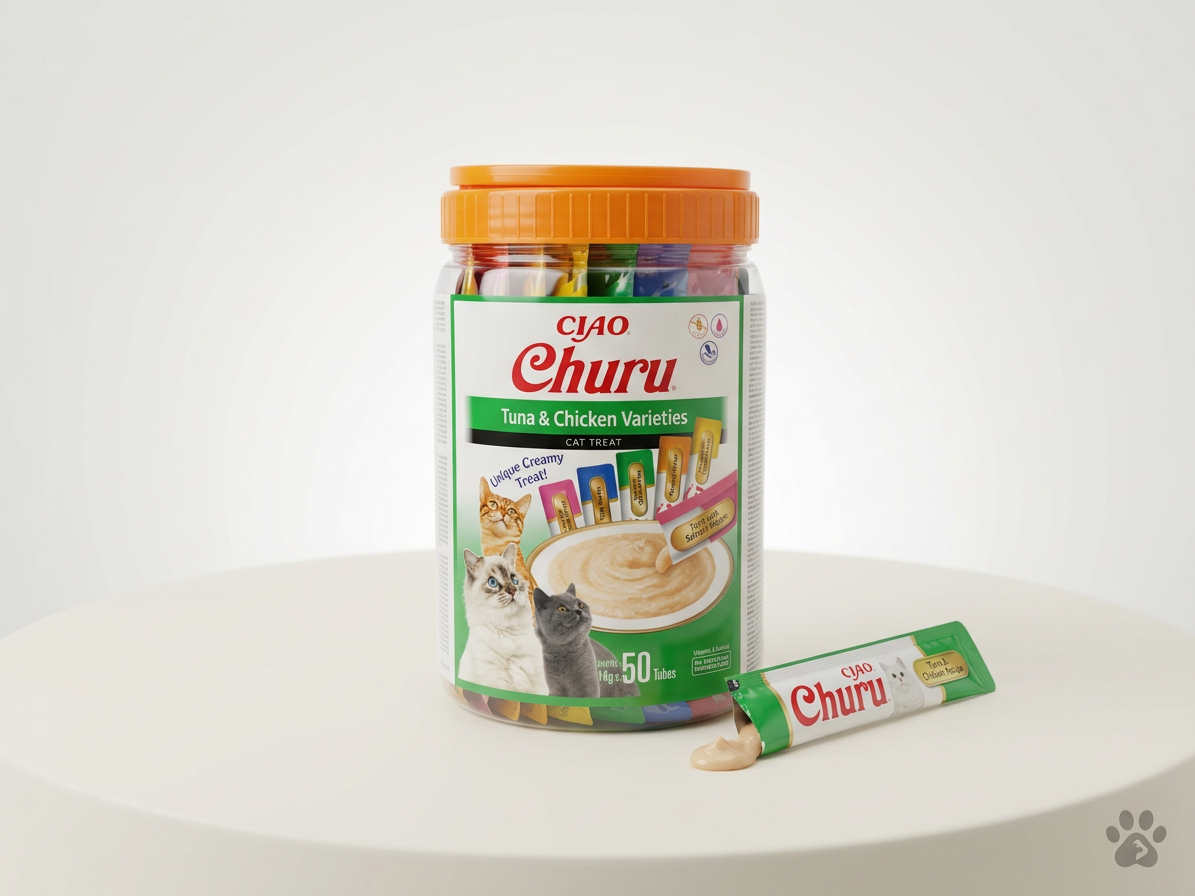 Churu cat masové pyré mix - tuňák, kuře 700g