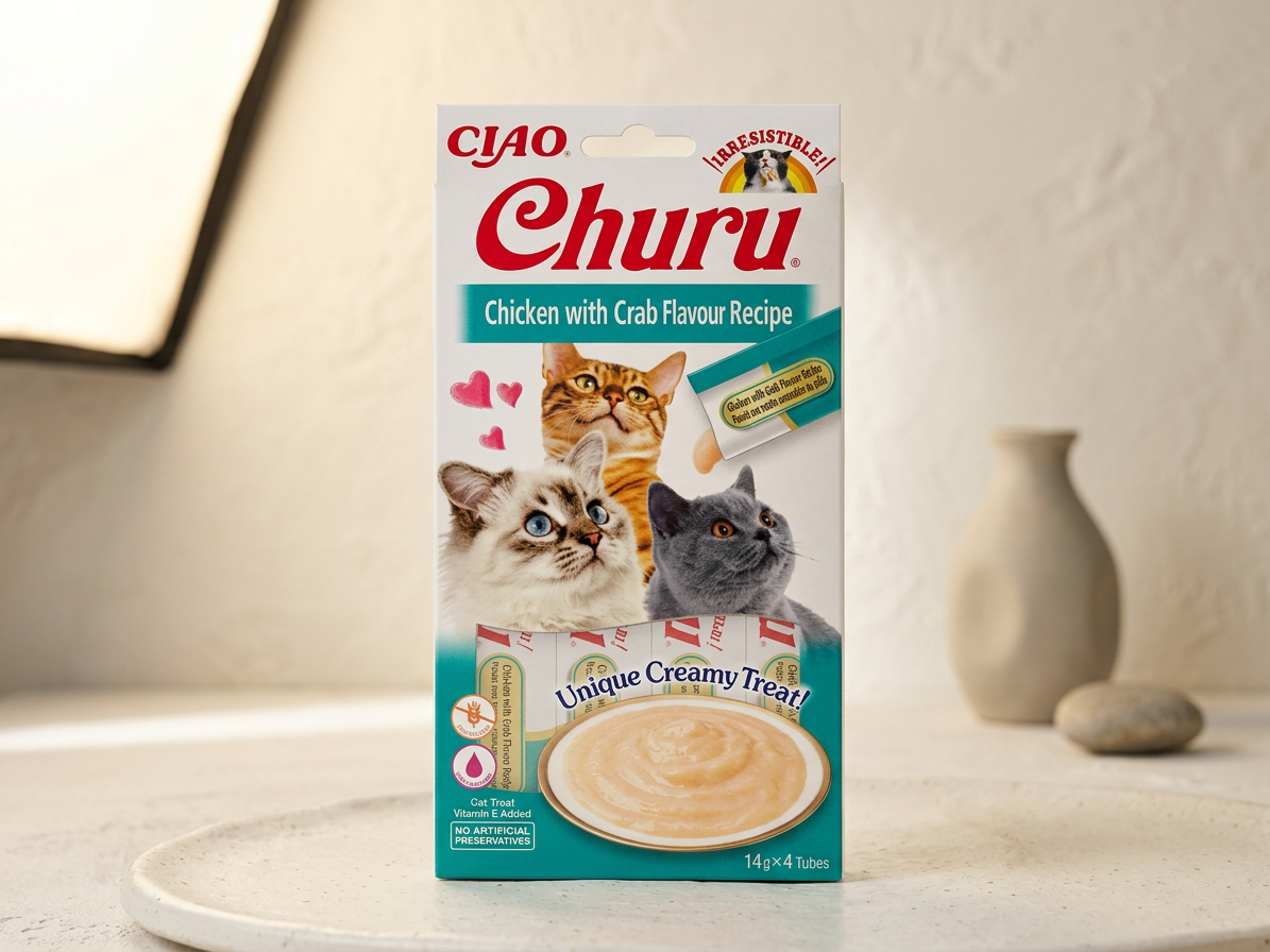 Churu cat masové pyré - kuře, krab 56g