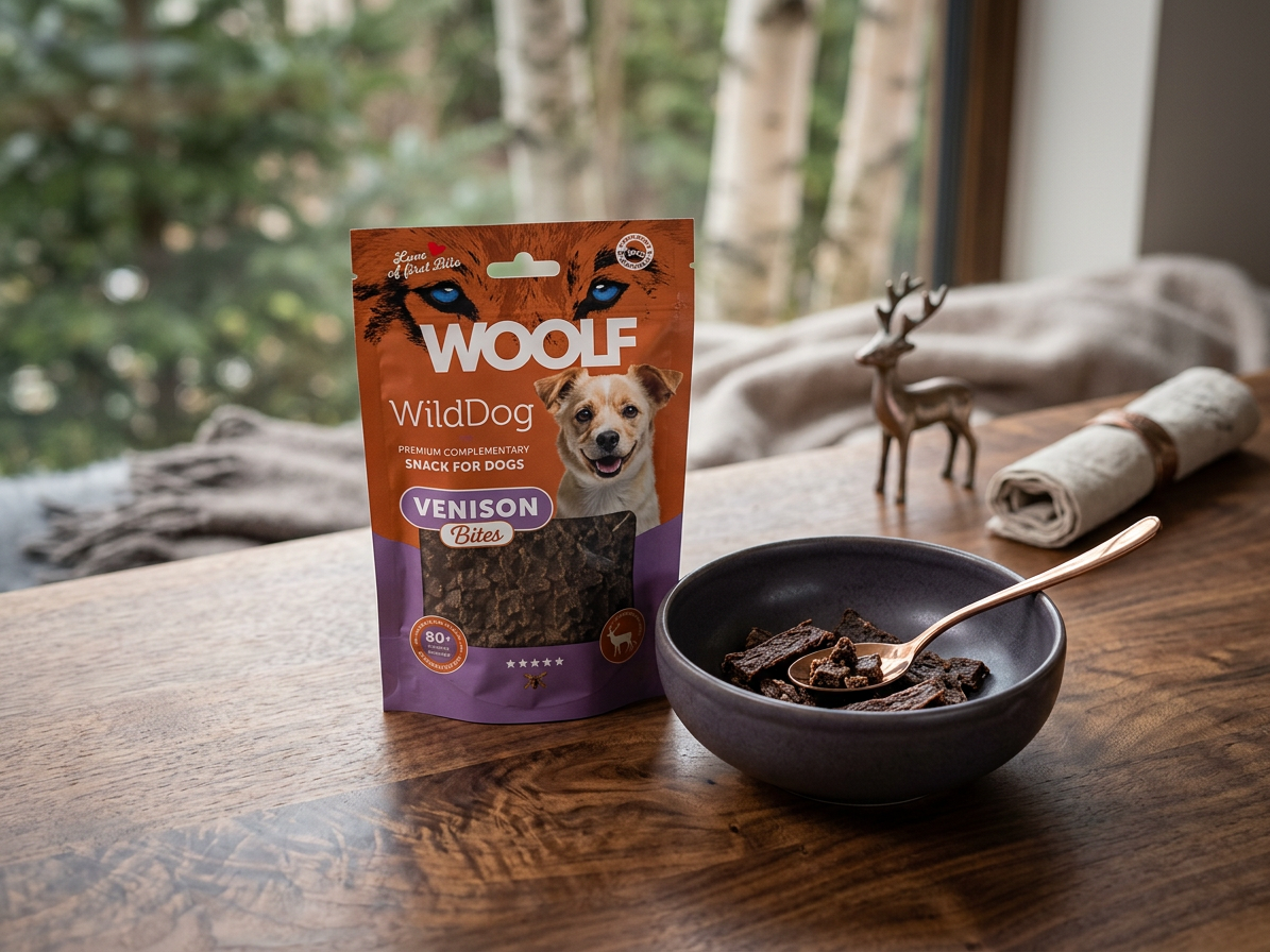 Pamlsek pro psy WOOLF WildDog poch. Bites Soft Venison, 100 g