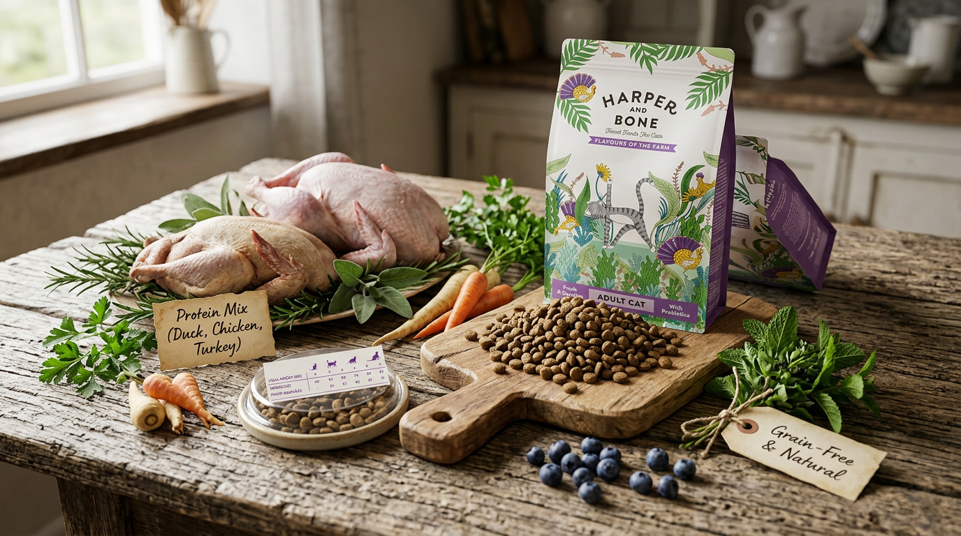 Harper and Bone Cat Adult příchutě farmy – vzorek 70 g