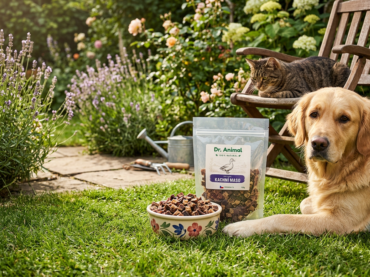 Pamlsek pro psy a kočky Dr. Animal pochoutka Kachní maso kousky, 100 g