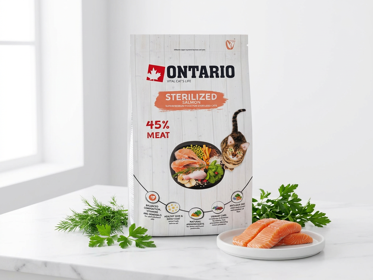 Ontario Cat Sterilised Salmon – krmivo pro sterilizované kočky 2 kg