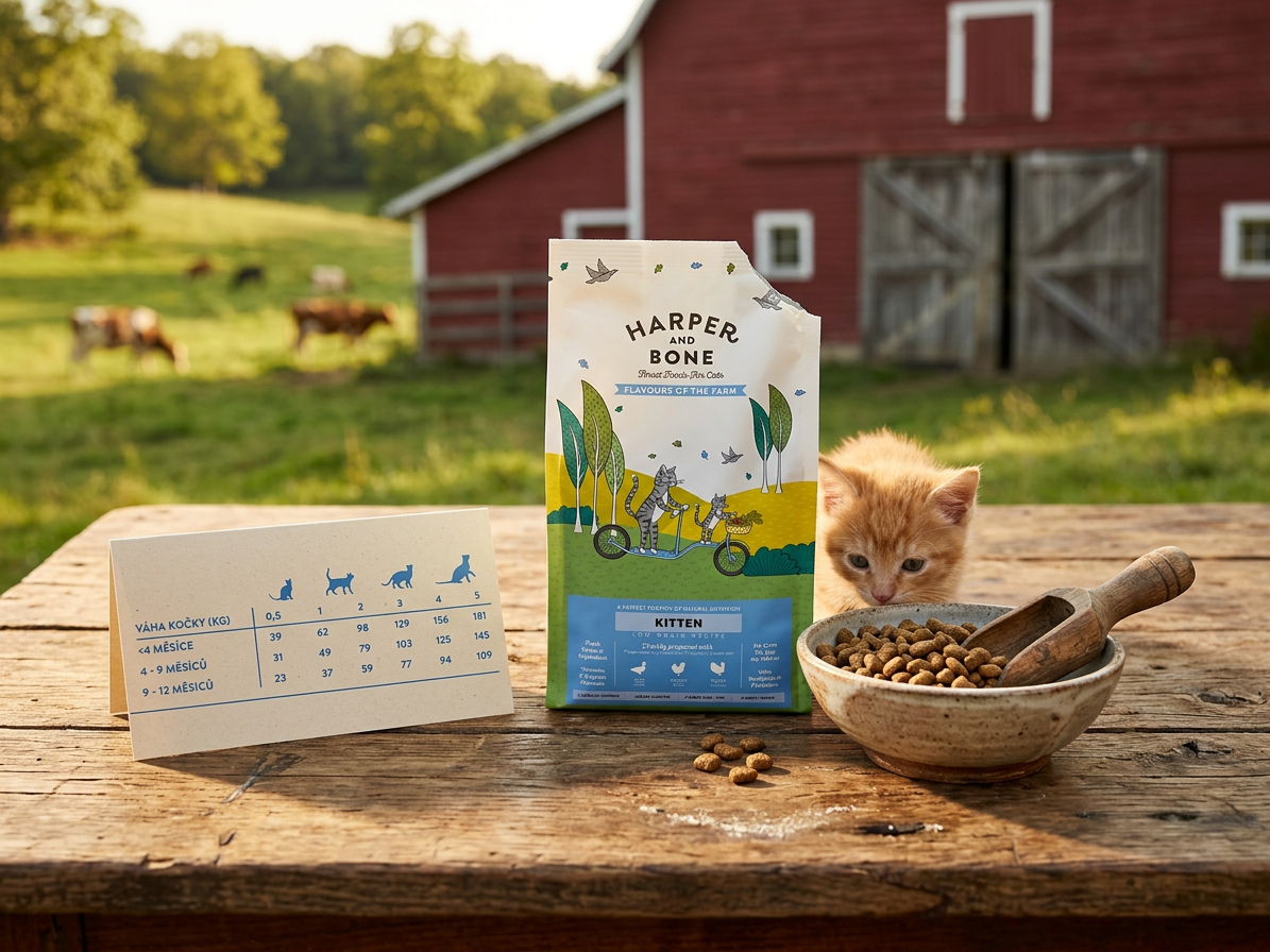 Harper and Bone Cat Kitten příchutě farmy – vzorek 70 g