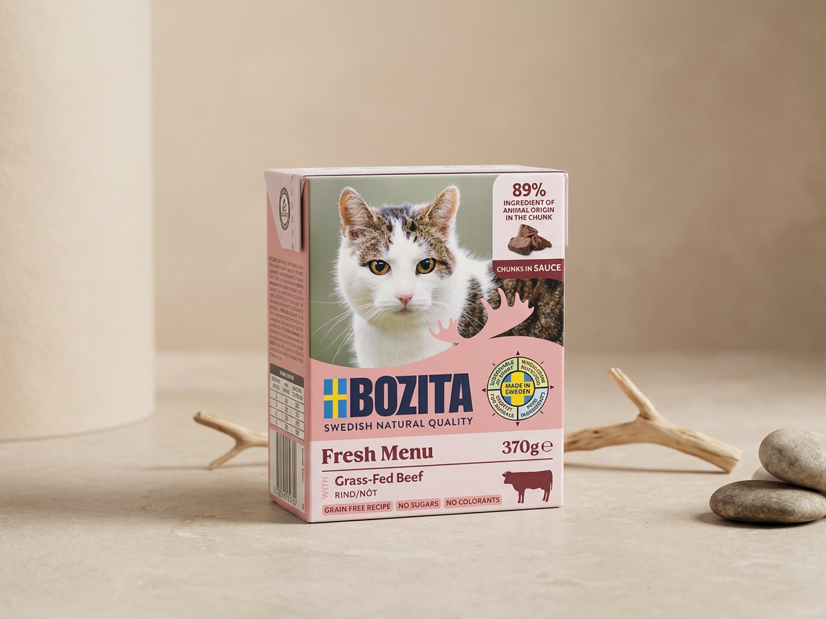 Bozita Cat kousky v omáčce s hovězím, tetrapak 370 g