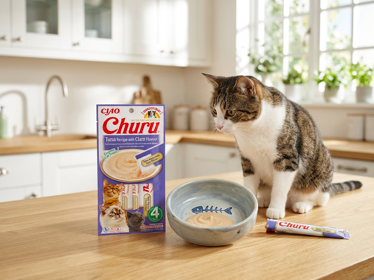 Churu cat masové pyré - tuňák, škeble 56g
