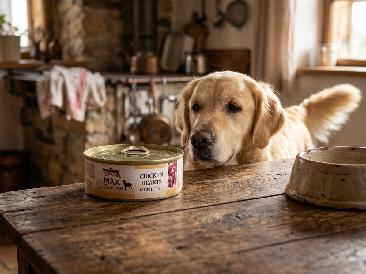 MAX Deluxe Dog kuřecí srdce, konzerva 80 g