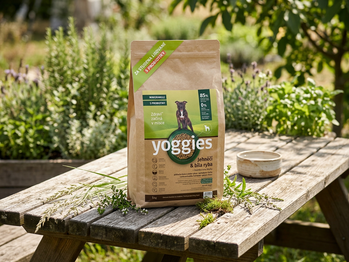 Yoggies MINIGRANULE jehněčí a bílá ryba s probiotiky 5 kg