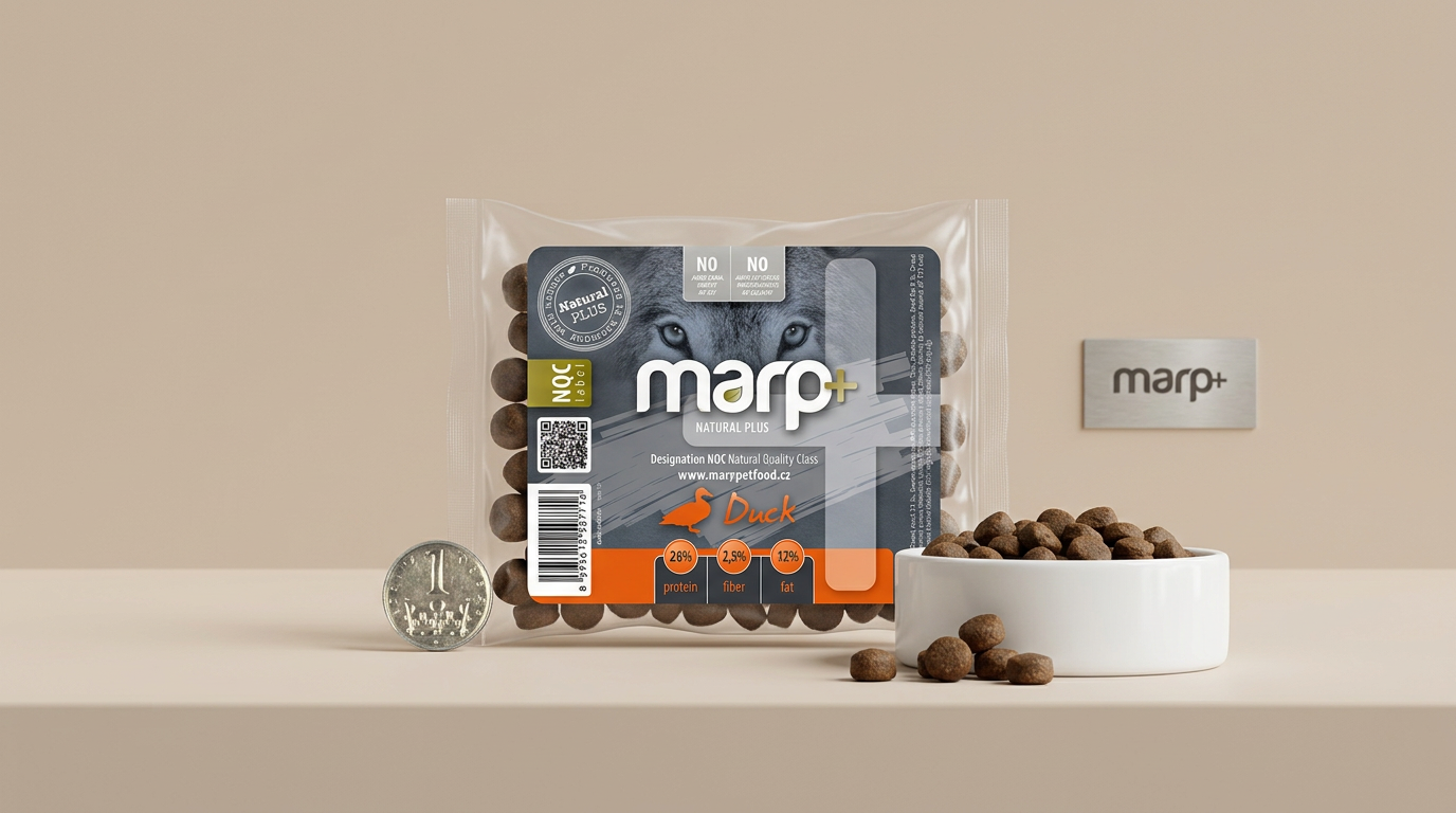 Marp Natural Plus kachna – kompletní granule pro psy, vzorek 70 g