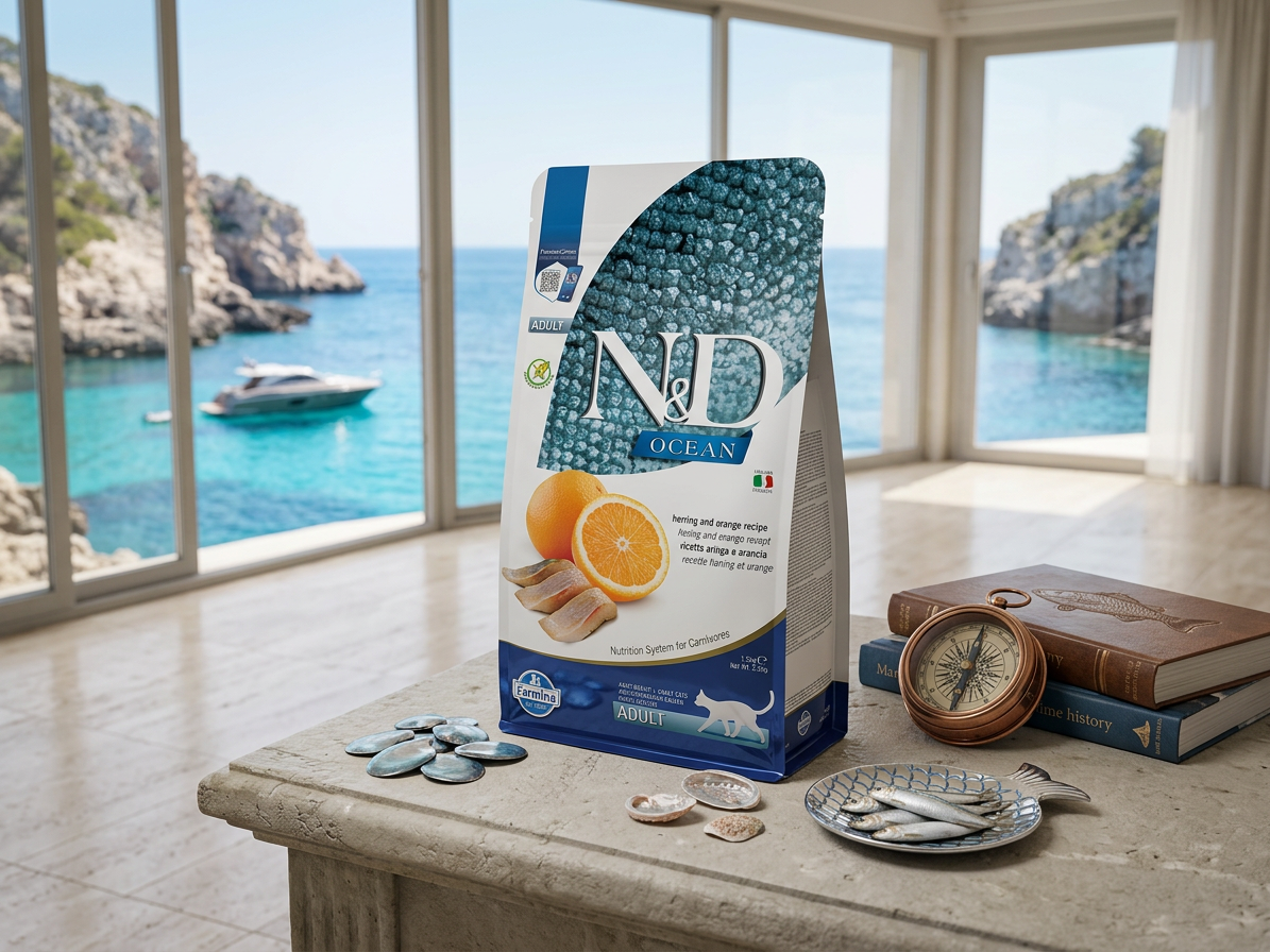 N&D Cat Ocean Herring & Orange – kompletní krmivo pro kočky 1,5 kg