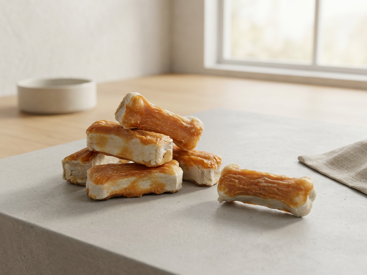 Pochoutka Trixie DentaFun buvolí kůže obalená kuřecím 5cm 120g 8ks