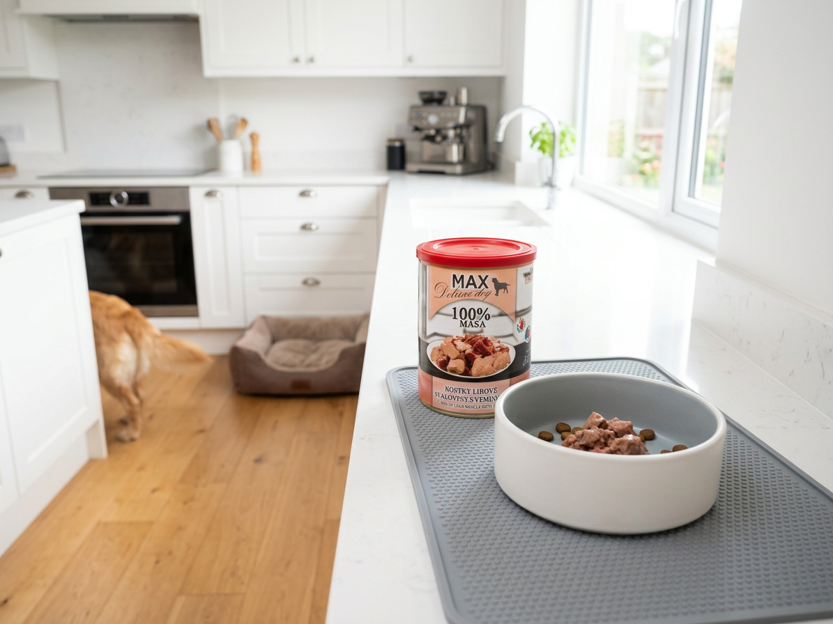 MAX Deluxe Dog kostky libové svaloviny s vemínkem, konzerva 800 g