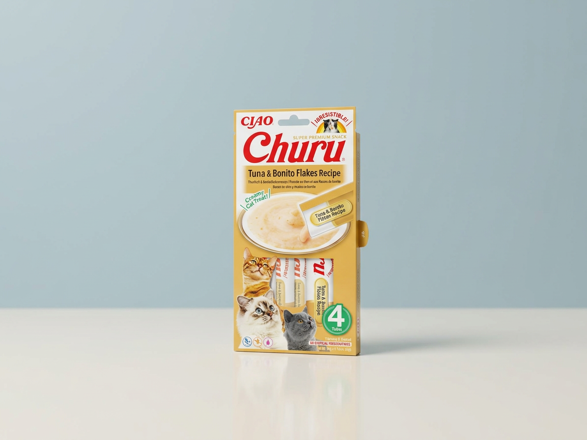 Churu cat masové pyré - tuňák, tuňákové kousky 56g