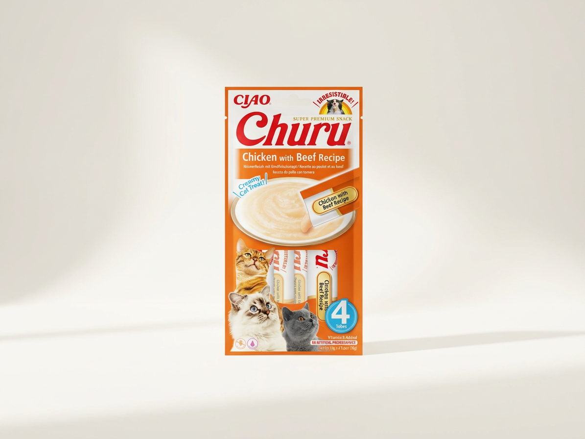 Churu cat masové pyré - kuře, hovězí 56g