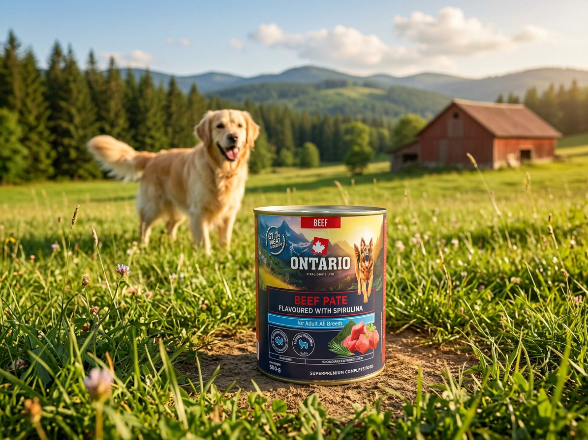Konzerva Ontario Adult hovězí pate s příchutí spirulíny 800g