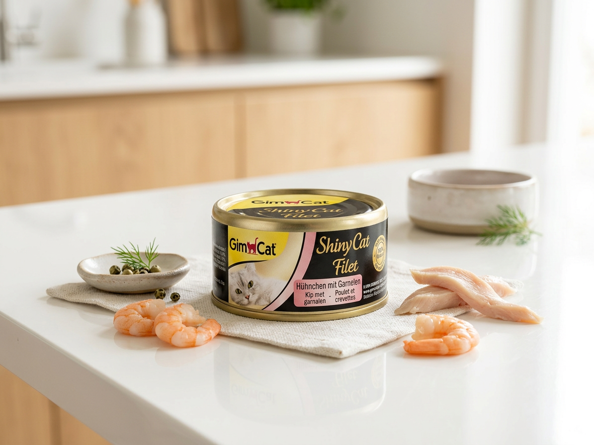 ShinyCat CHICKEN FILLET s krevetou v kuřecím vývaru 70 g (konzerva)