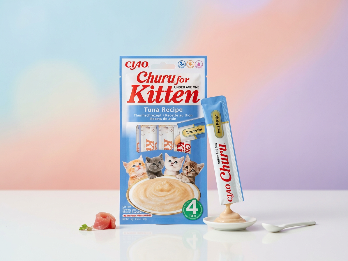 Churu Kitten masové pyré - tuňák 4x14g