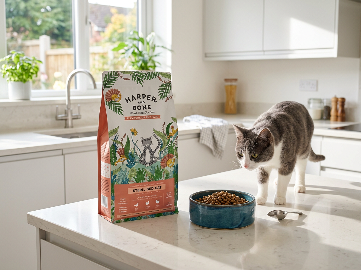 Harper and Bone Cat Sterilised příchutě farmy – vzorek 70 g