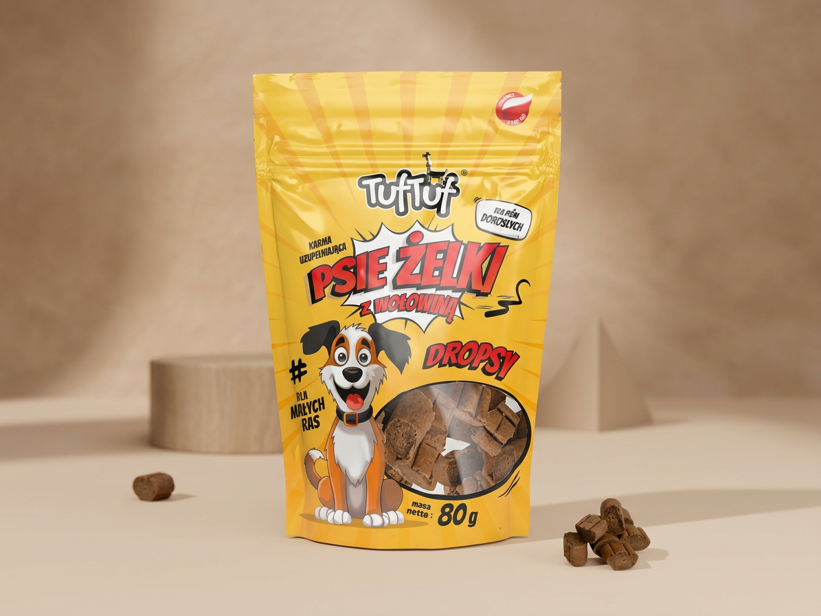 Pamlsek pro psy TufTuf Super měkké hovězí dropsy pro malá plemena, 80 g
